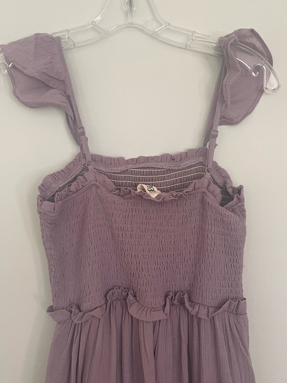 PinkBlush Maternity Lavender Smocked Flutter Strap Maxi Dress - Picture 9 of 11